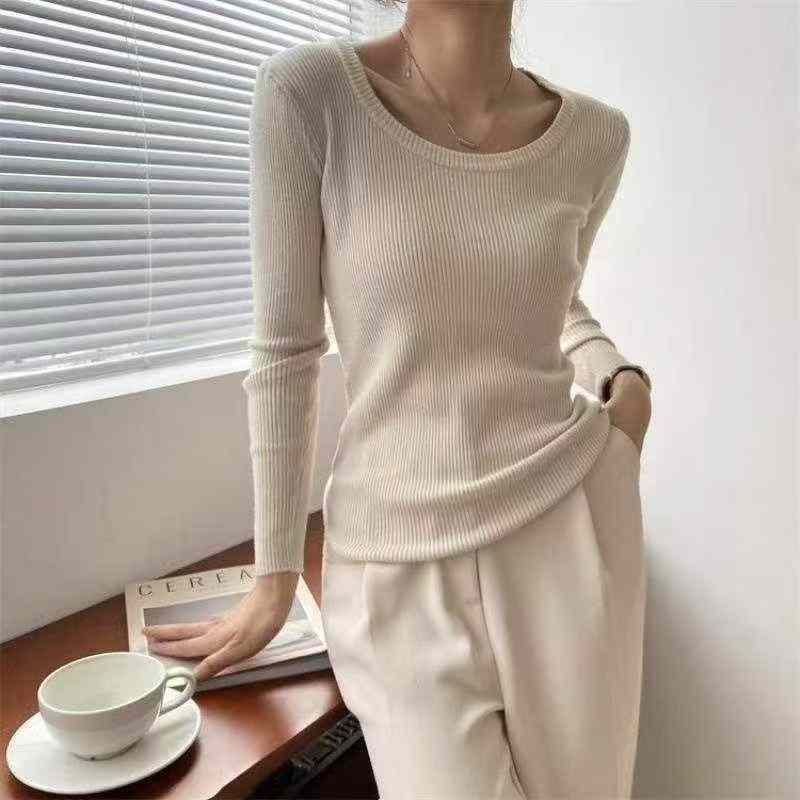 Spring New Arrival Brand Original Solid Simple Dopamine Long Sleeve Knit Top, About 780 Pieces - Image 5