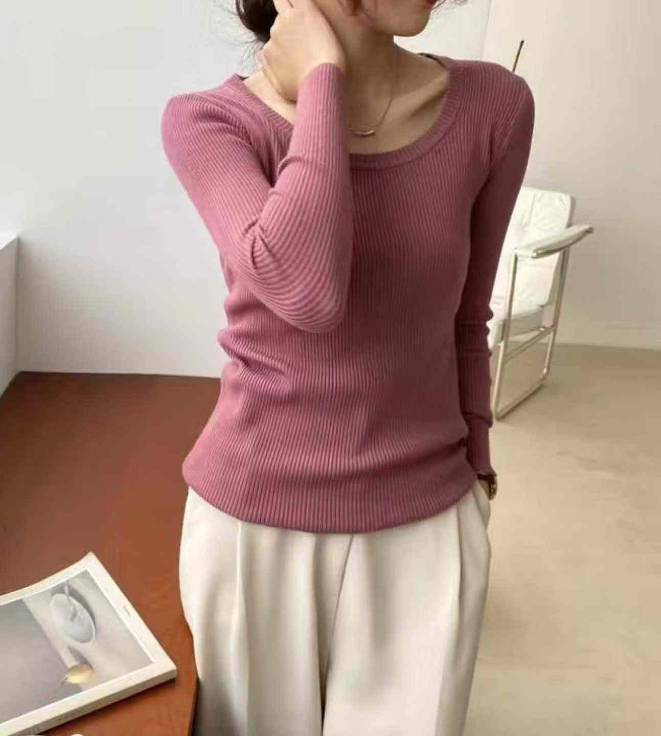 Spring New Arrival Brand Original Solid Simple Dopamine Long Sleeve Knit Top, About 780 Pieces - Image 6