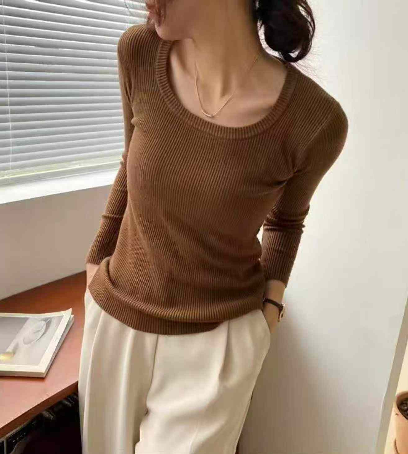 Spring New Arrival Brand Original Solid Simple Dopamine Long Sleeve Knit Top, About 780 Pieces - Image 7