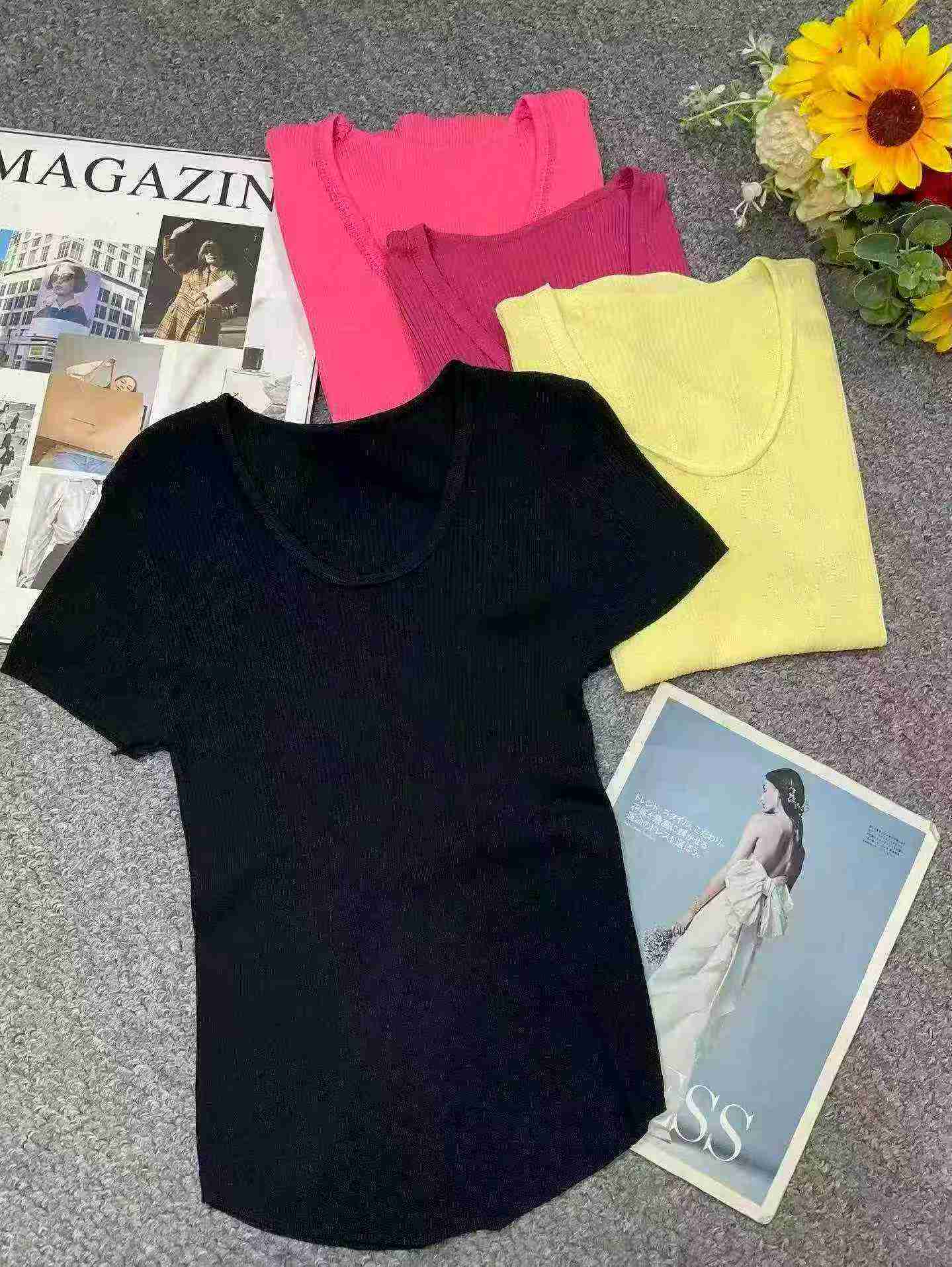 Summer New Simple Solid Ice Silk Knit Short Sleeve T-shirt, About 1000 Pieces - Image 2