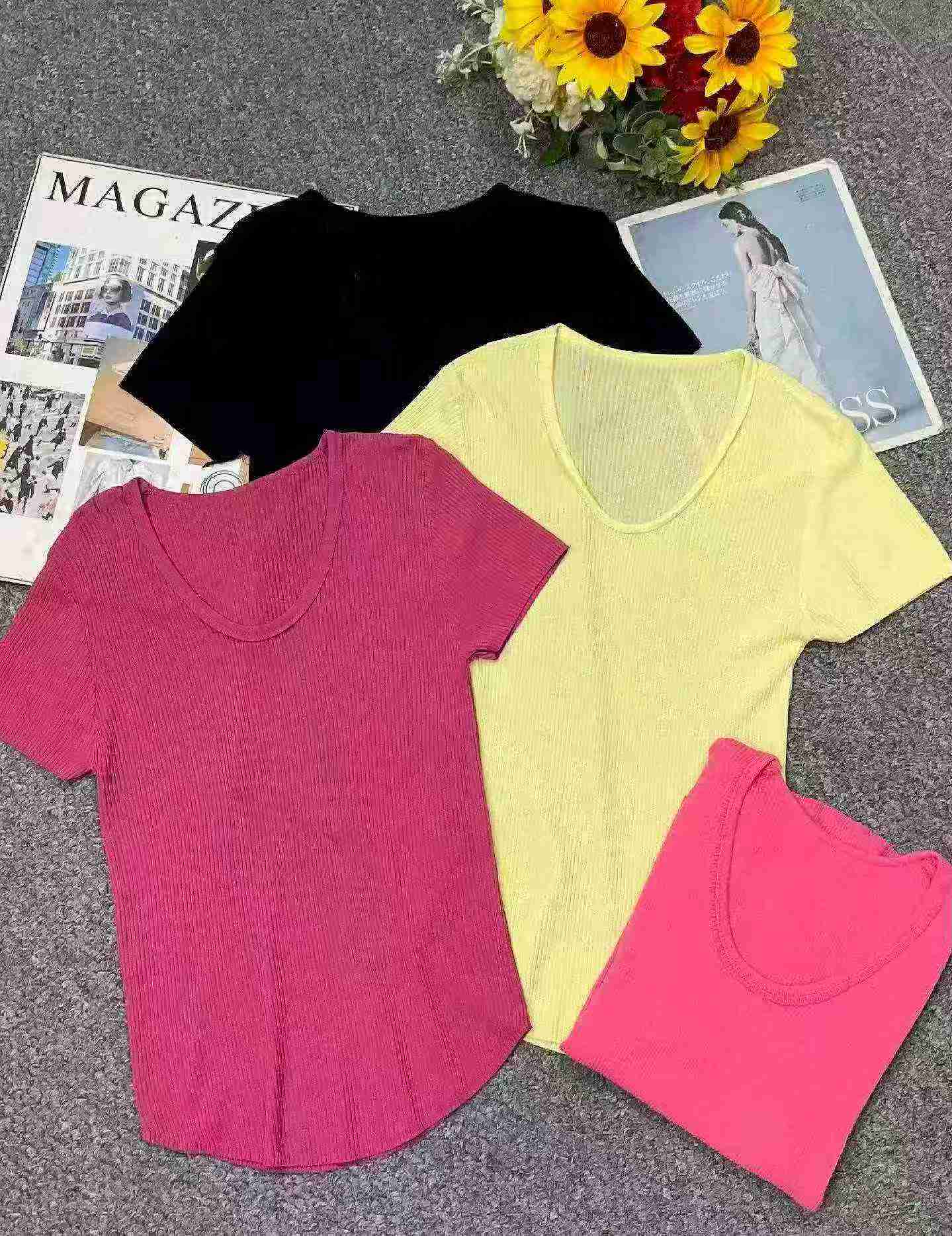 Summer New Simple Solid Ice Silk Knit Short Sleeve T-shirt, About 1000 Pieces - Image 3