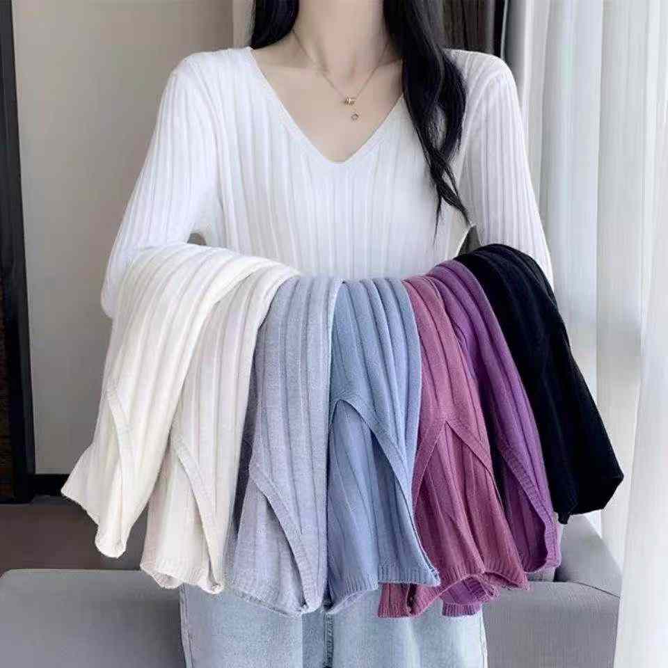Autumn Winter Solid V-neck Pullover Sweater, 726 Pieces - Image 5