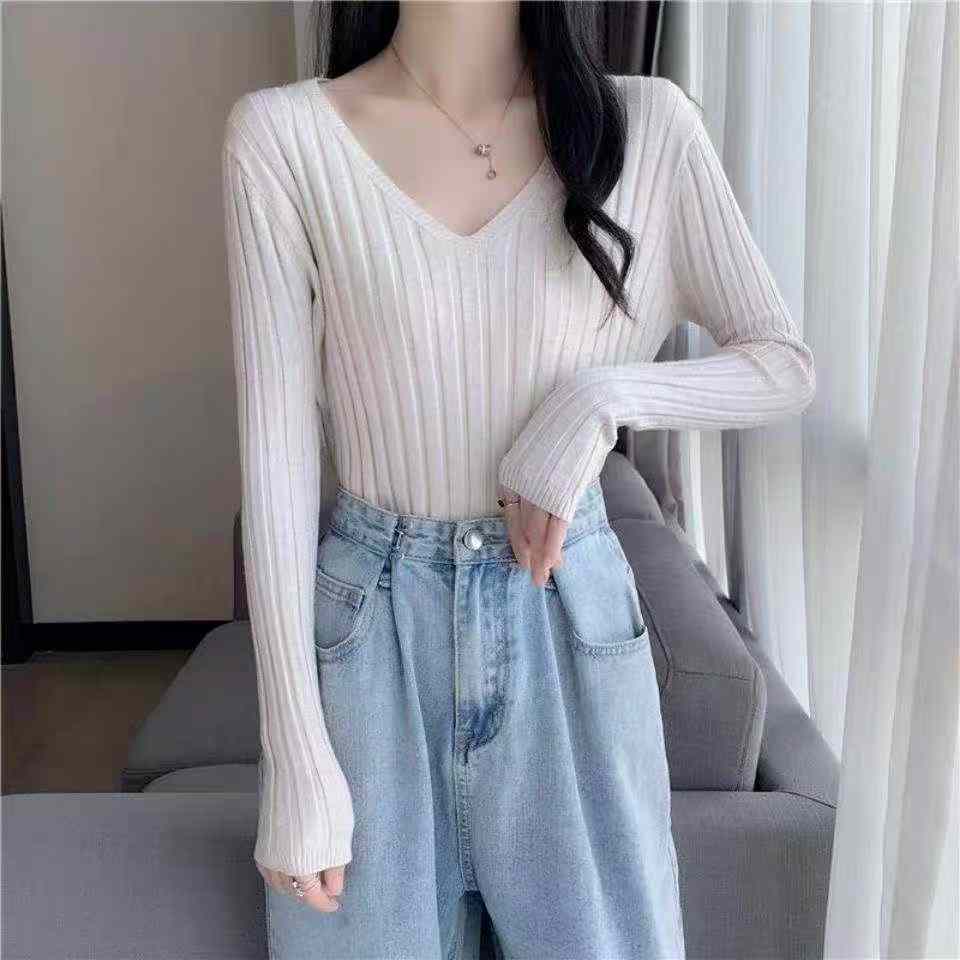 Autumn Winter Solid V-neck Pullover Sweater, 726 Pieces - Image 6