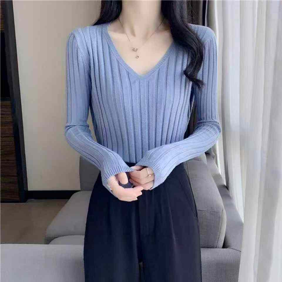 Autumn Winter Solid V-neck Pullover Sweater, 726 Pieces - Image 7