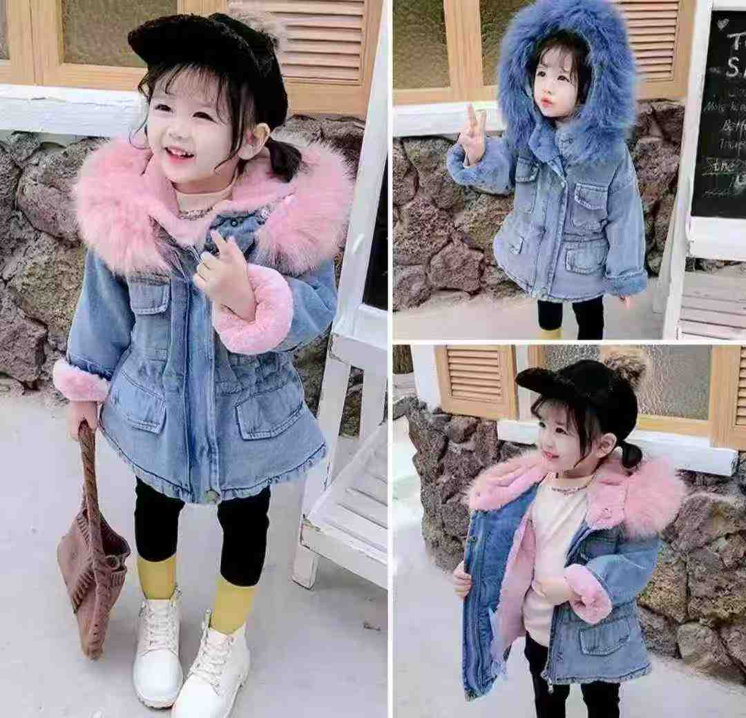 Çocuk Polar Kalınlaştırılmış Kot Parka Mont, Yaklaşık 2400 Adet - Image 2