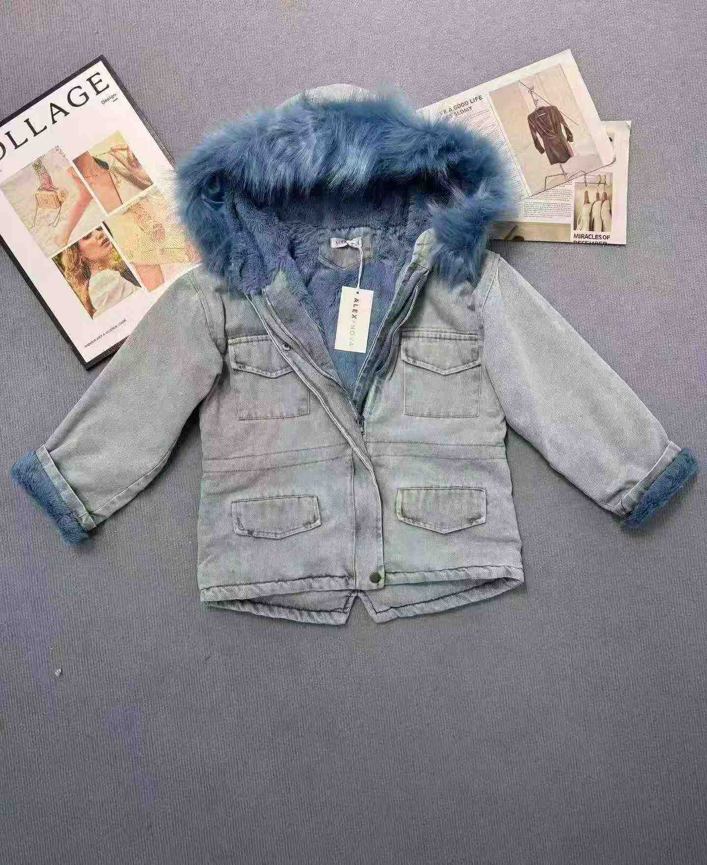 Çocuk Polar Kalınlaştırılmış Kot Parka Mont, Yaklaşık 2400 Adet - Image 6