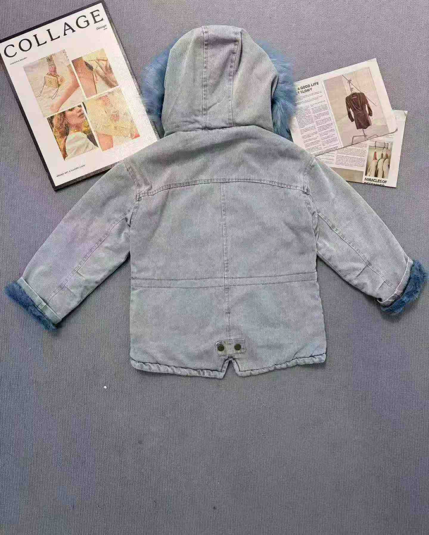 Çocuk Polar Kalınlaştırılmış Kot Parka Mont, Yaklaşık 2400 Adet - Image 7