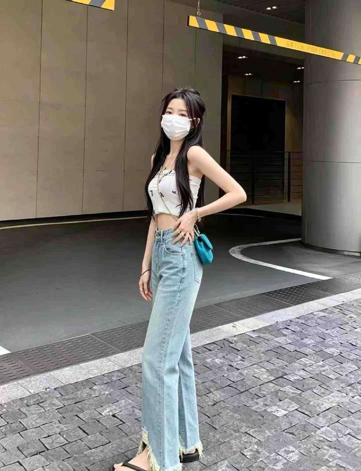 New Spring Summer Vintage Washed Cotton Frayed Edge Jeans, 350 Pieces - Image 5