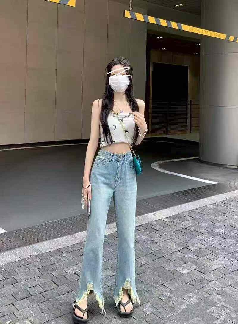 New Spring Summer Vintage Washed Cotton Frayed Edge Jeans, 350 Pieces - Image 6