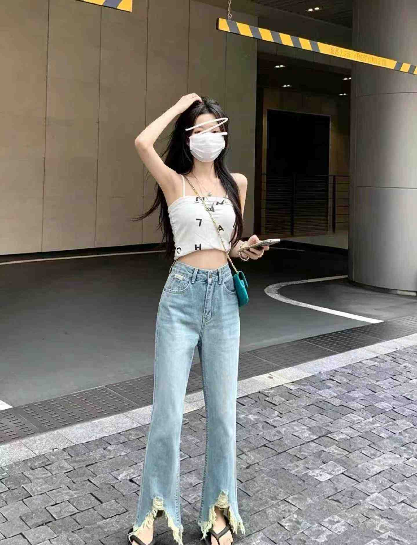 New Spring Summer Vintage Washed Cotton Frayed Edge Jeans, 350 Pieces - Image 7