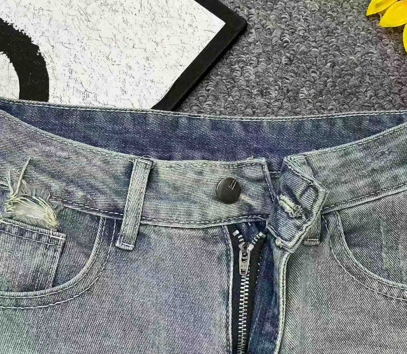 New Spring Summer Vintage Washed Cotton Frayed Edge Jeans, 350 Pieces - Image 9