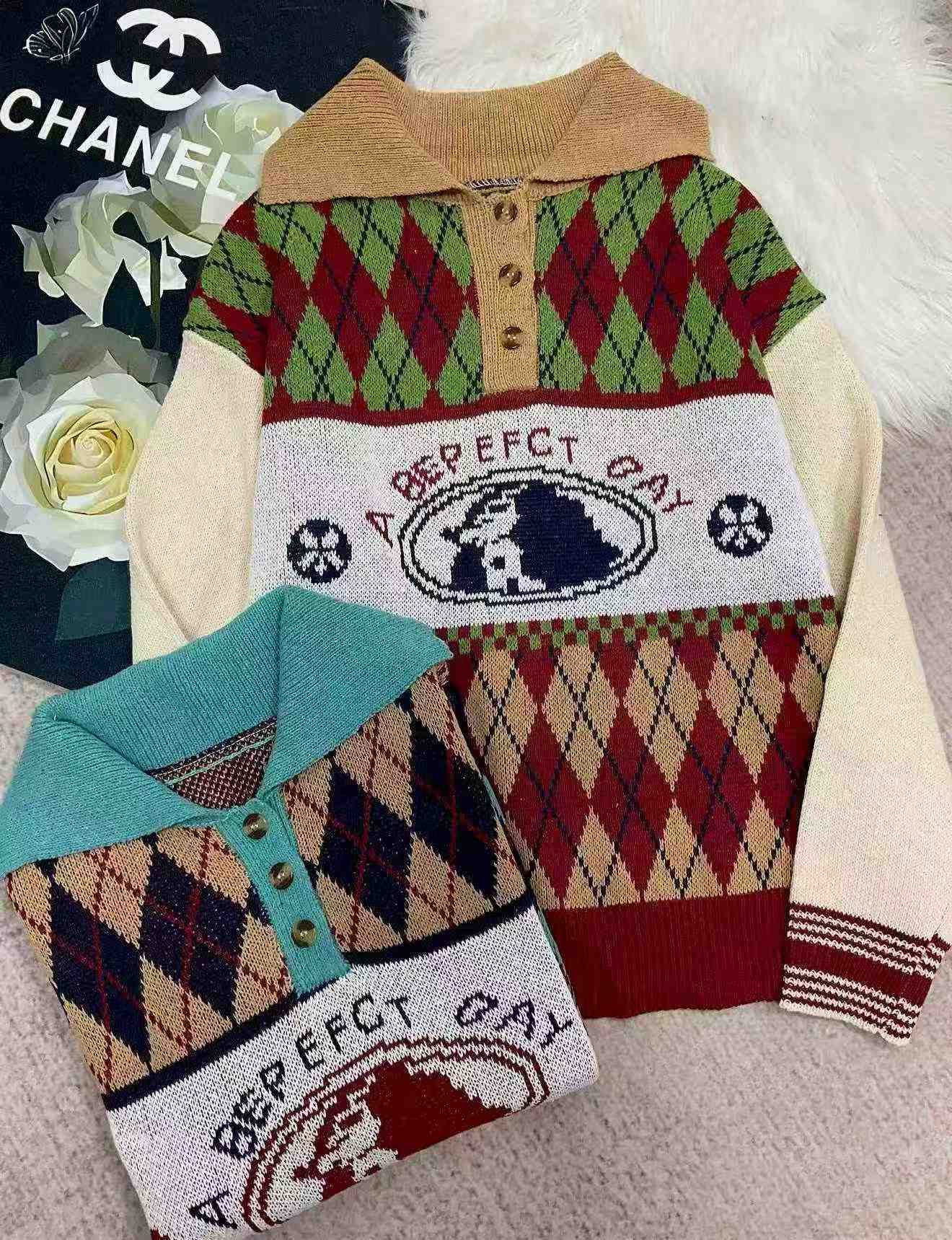 Sweta Pulover Mpya ya Majira ya Vuli na Majira ya Baridi, Iliyolegea, yenye Muundo wa Jacquard, Kola ya Polo, Mtindo wa Preppy, Vipimo M-2XL, Vipande 1150 - Image 3