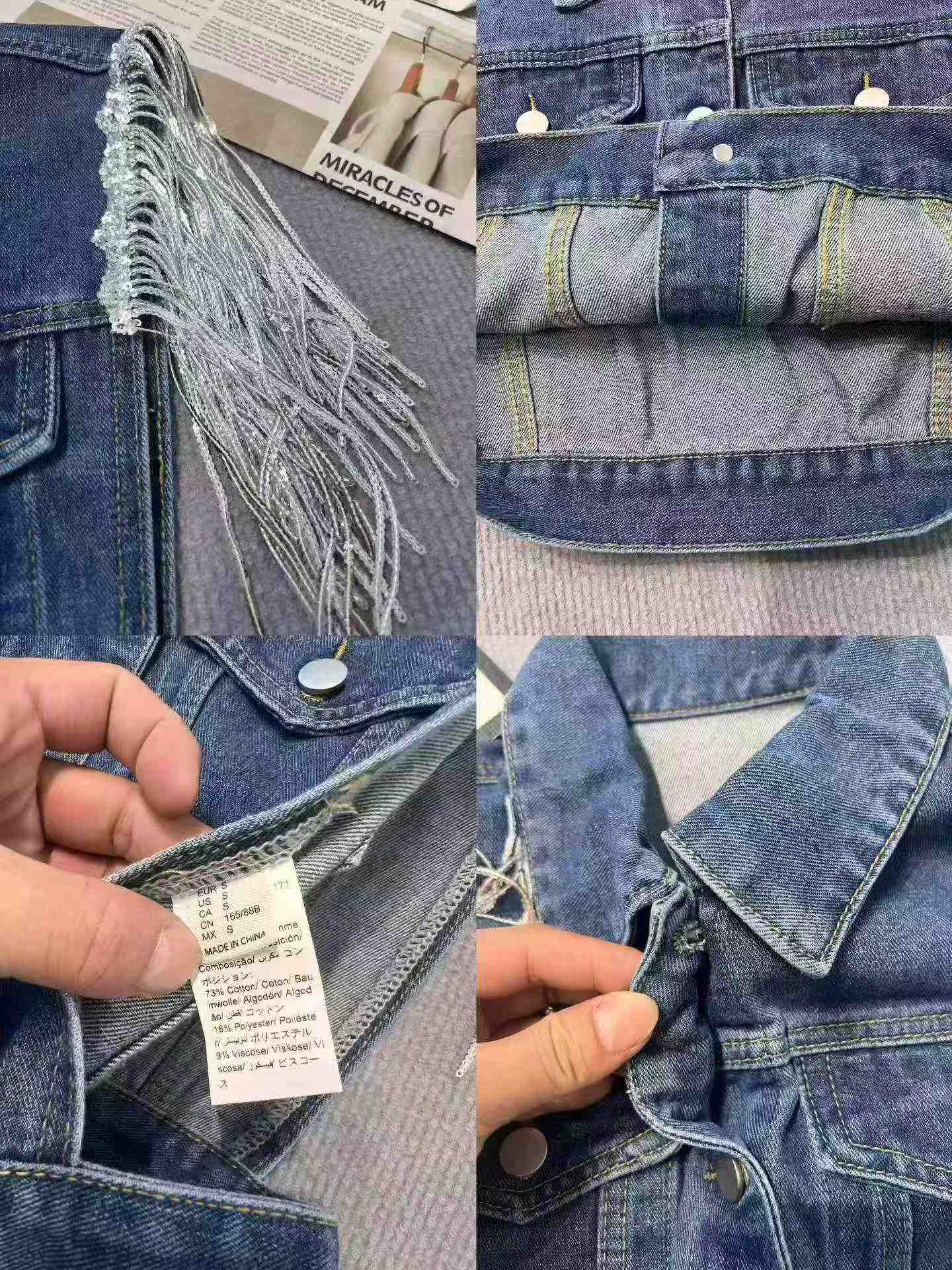 2026 Majira ya Joto Mpya Vesti ya Denim Iliyofupishwa yenye Sequins na Tassels kwa Wanawake, Vipande 1200 - Image 9