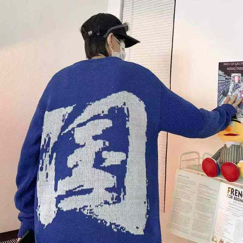 Autumn Winter Men's Retro Chinese Style Loose Crewneck Jacquard Sweater, Size M-2XL, 1680 Pieces - Image 5