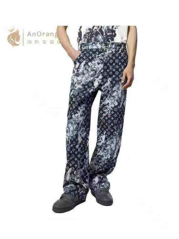 Clearance LV Louis Vuitton New Men's Indigo Floral Straight Jeans 700 Pieces - Image 1