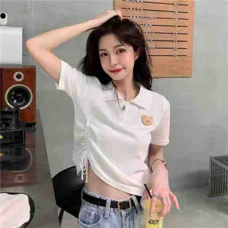 About 610pcs Cotton Bear Embroidered Women's Short Sleeve Polo Shirt - Image 1