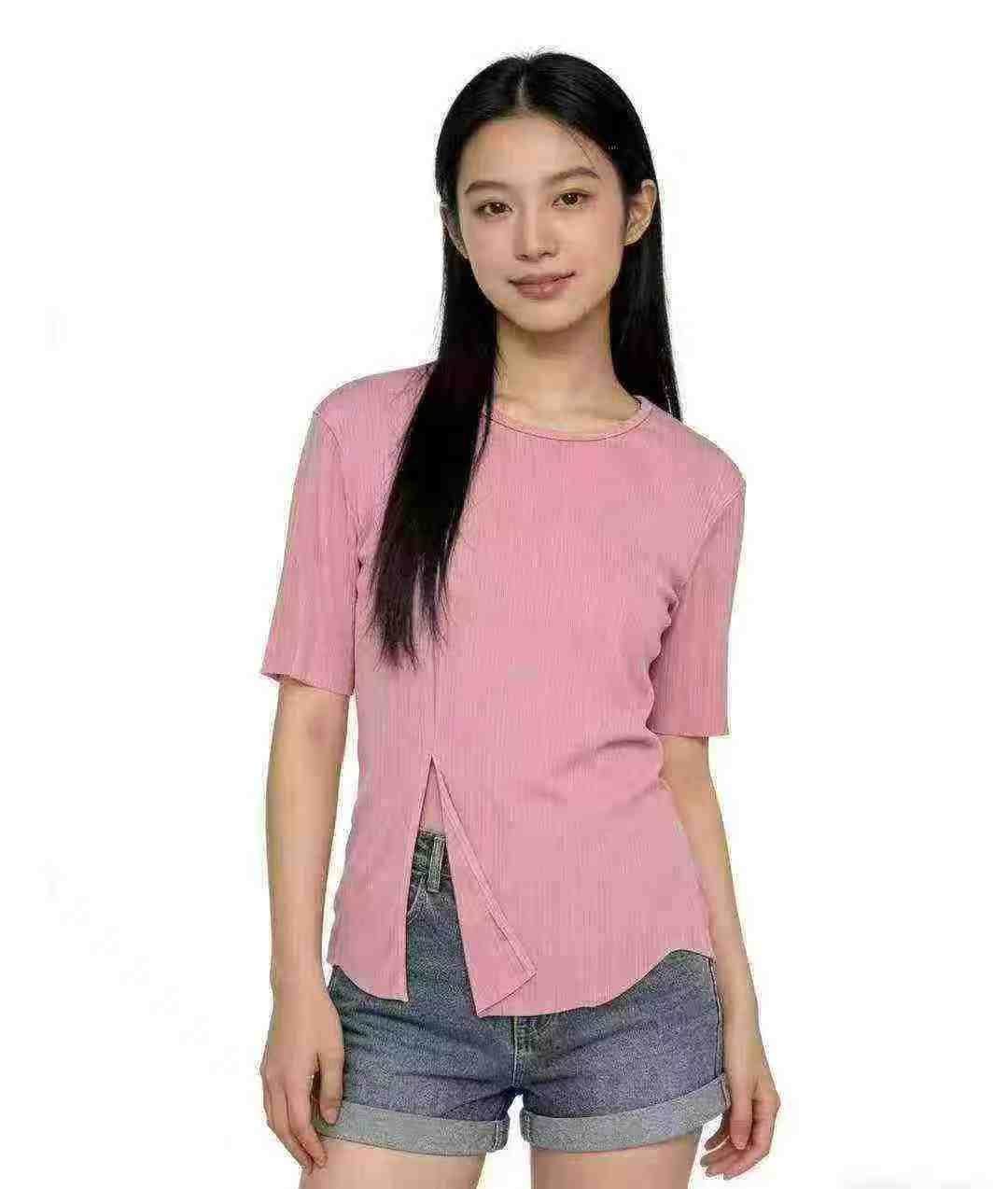 252 Pièces T-shirts à manches courtes côtelés en soie glacée - Image 1