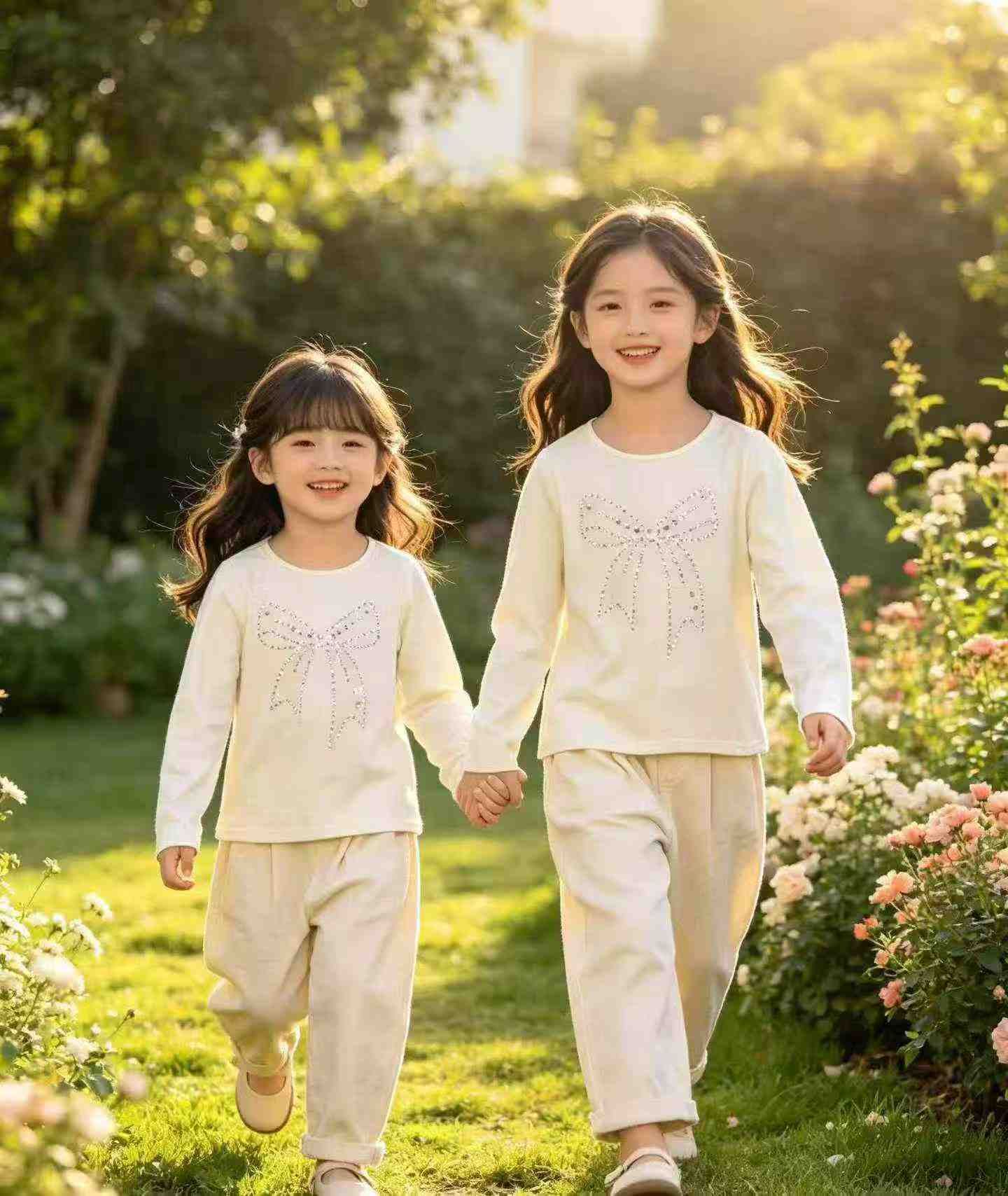 5000pcs Toddler Long Sleeve Spring Autumn Rhinestone Bow T-shirt - Image 1
