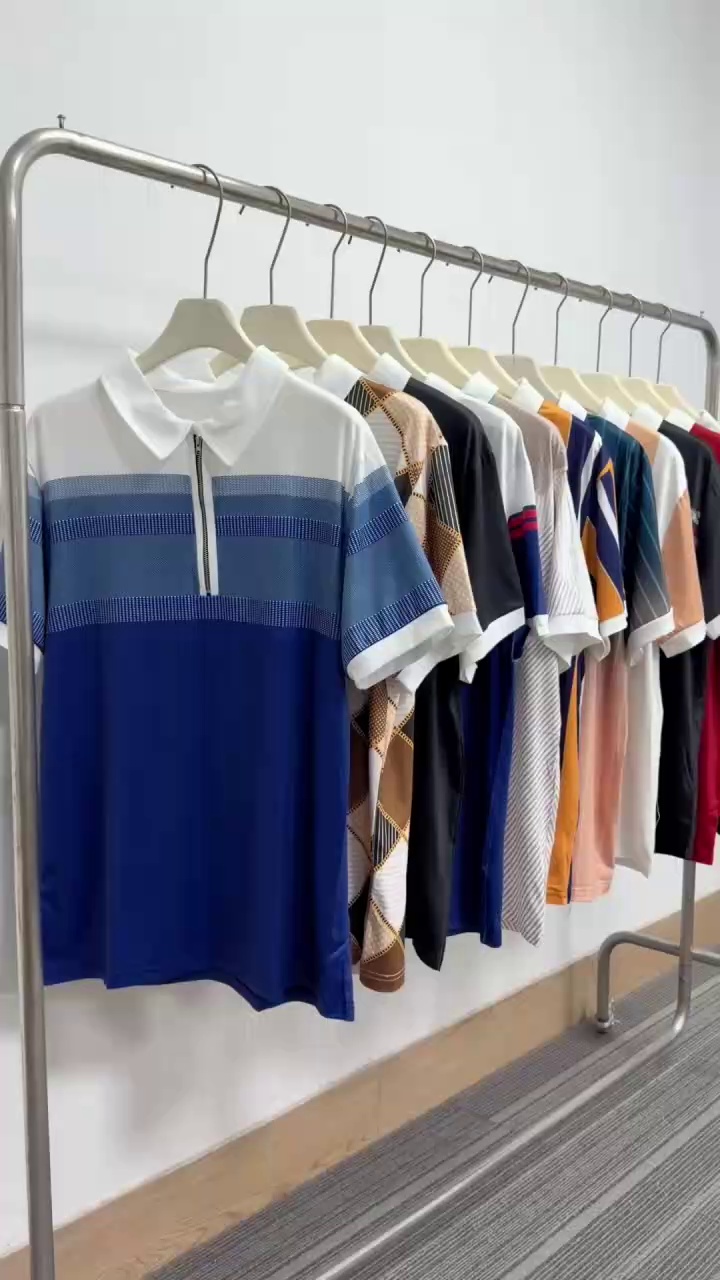 Kaos Polo Lengan Pendek Resleting Pria Cetak 3D Gaya INS Eropa-Amerika, Total 313 Potong - Image 2