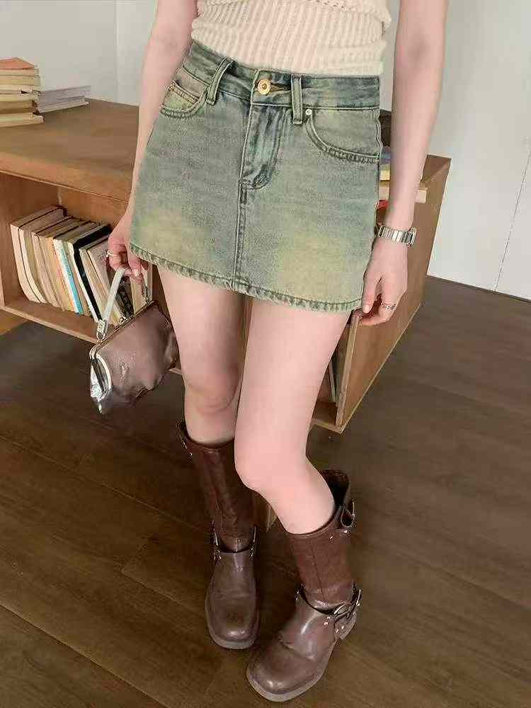 Women's Summer Vintage High Waist Denim Mini Skirt, 410 Pieces - Image 1