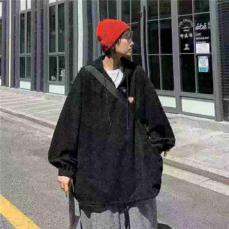 389 Piezas de Chaqueta Sudadera Holgada de Pana con Capucha para Hombre de Estilo Pareja - Image 1