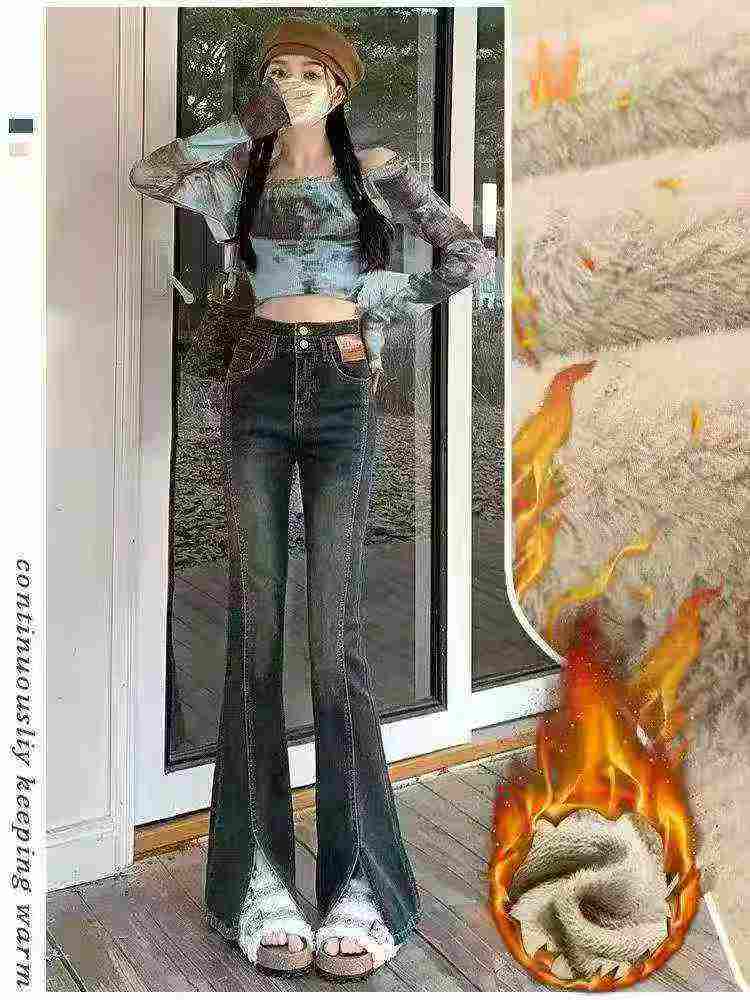 Women's Fleece Thickened Flared Jeans, 1360 Pieces Whole Lot - Image 1