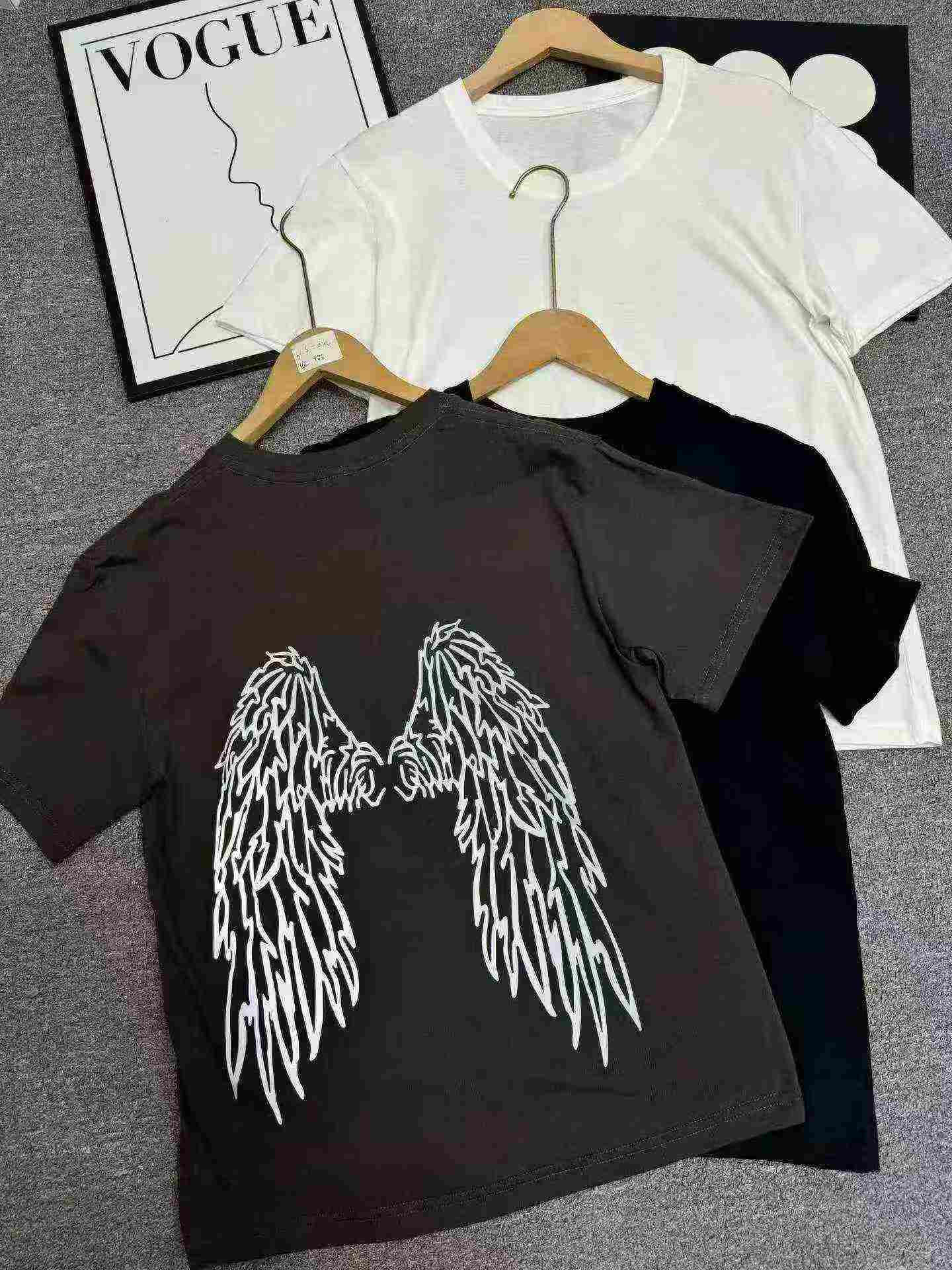 496 Peças de Camisetas de Manga Curta de Algodão com Asas Refletivas para Casais, Homens e Mulheres - Image 1