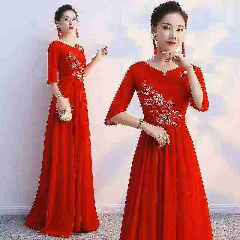 998 pièces Robe de soirée formelle maxi à broderie lourde perlée - Image 1