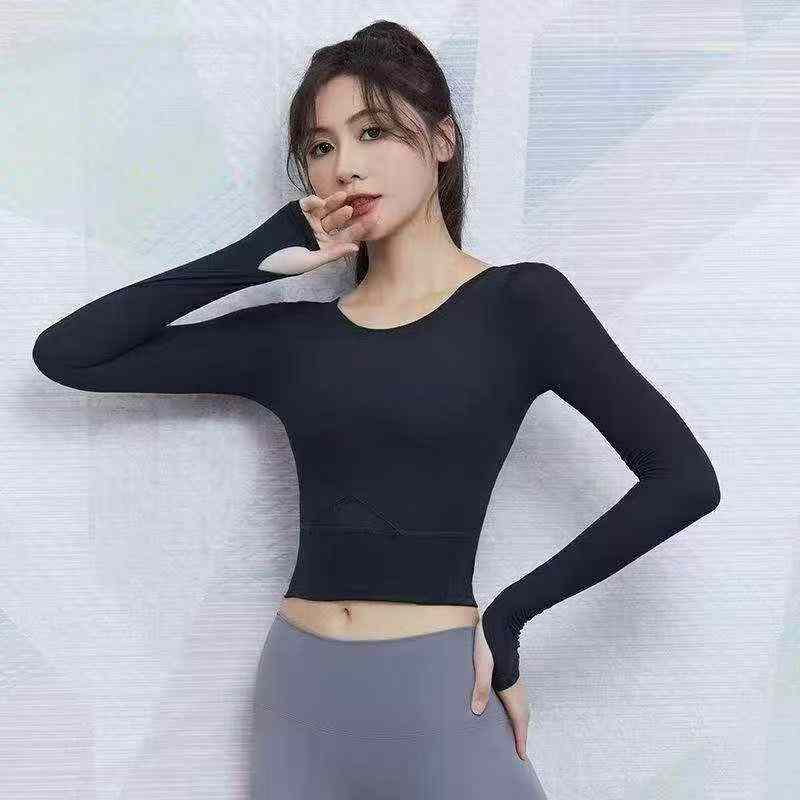 Top deportivo de yoga elástico de manga larga de comercio exterior con almohadilla para el pecho, 515 piezas empaquetadas individualmente - Image 1