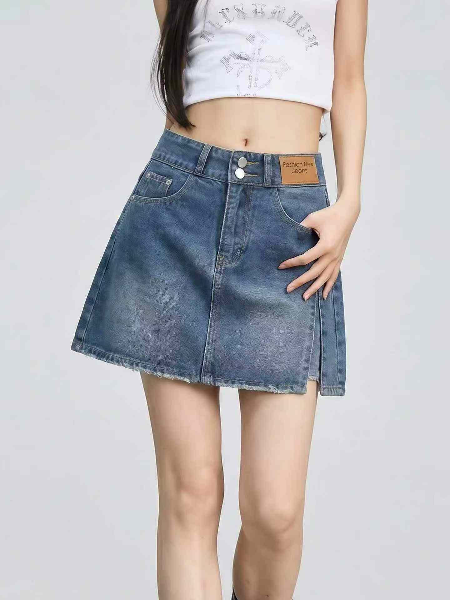 Summer New Slit Design Washed Cotton Denim Mini Skirts 1440 Pieces - Image 1
