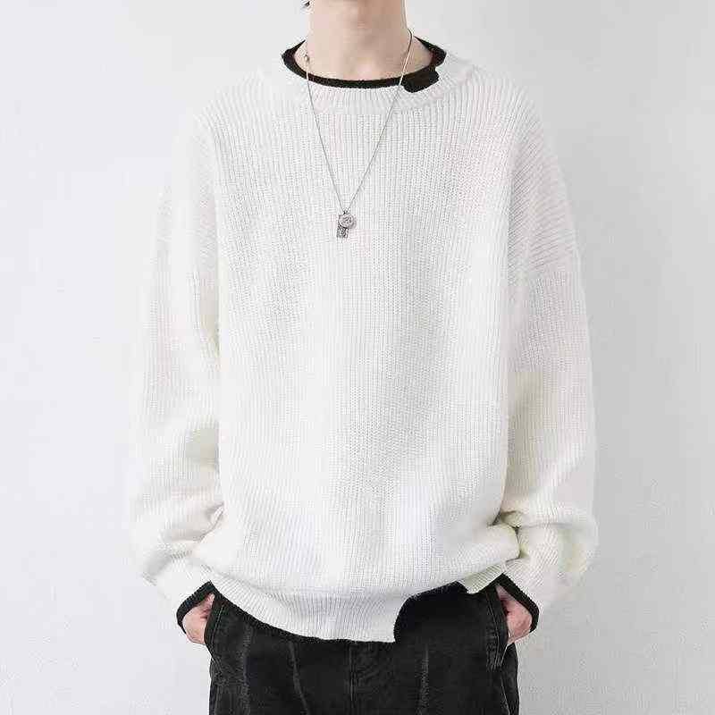 New Autumn Winter Men's Fake Two-piece Loose Pullover Sweater, Size M-2XL, 323 Pieces - Image 1