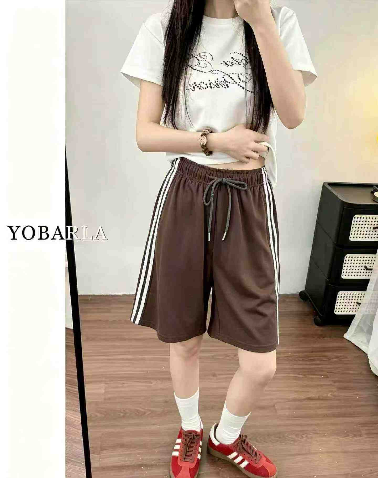 Summer New Retro Colorblock 3-Stripe Loose Wide Leg Casual Sports Shorts 445PCS - Image 1