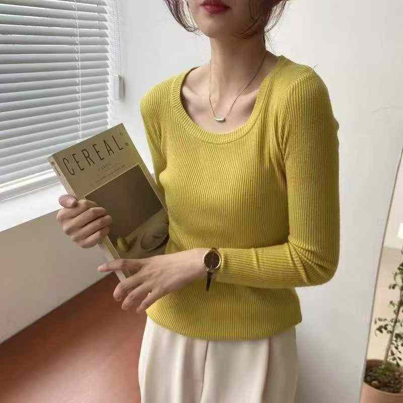 Spring New Arrival Brand Original Solid Simple Dopamine Long Sleeve Knit Top, About 780 Pieces - Image 1