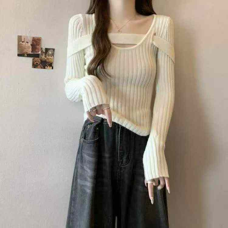 Spring Autumn New Sexy Ribbed Core Spun Yarn Pullover Sweater, 600 Pieces - Image 1