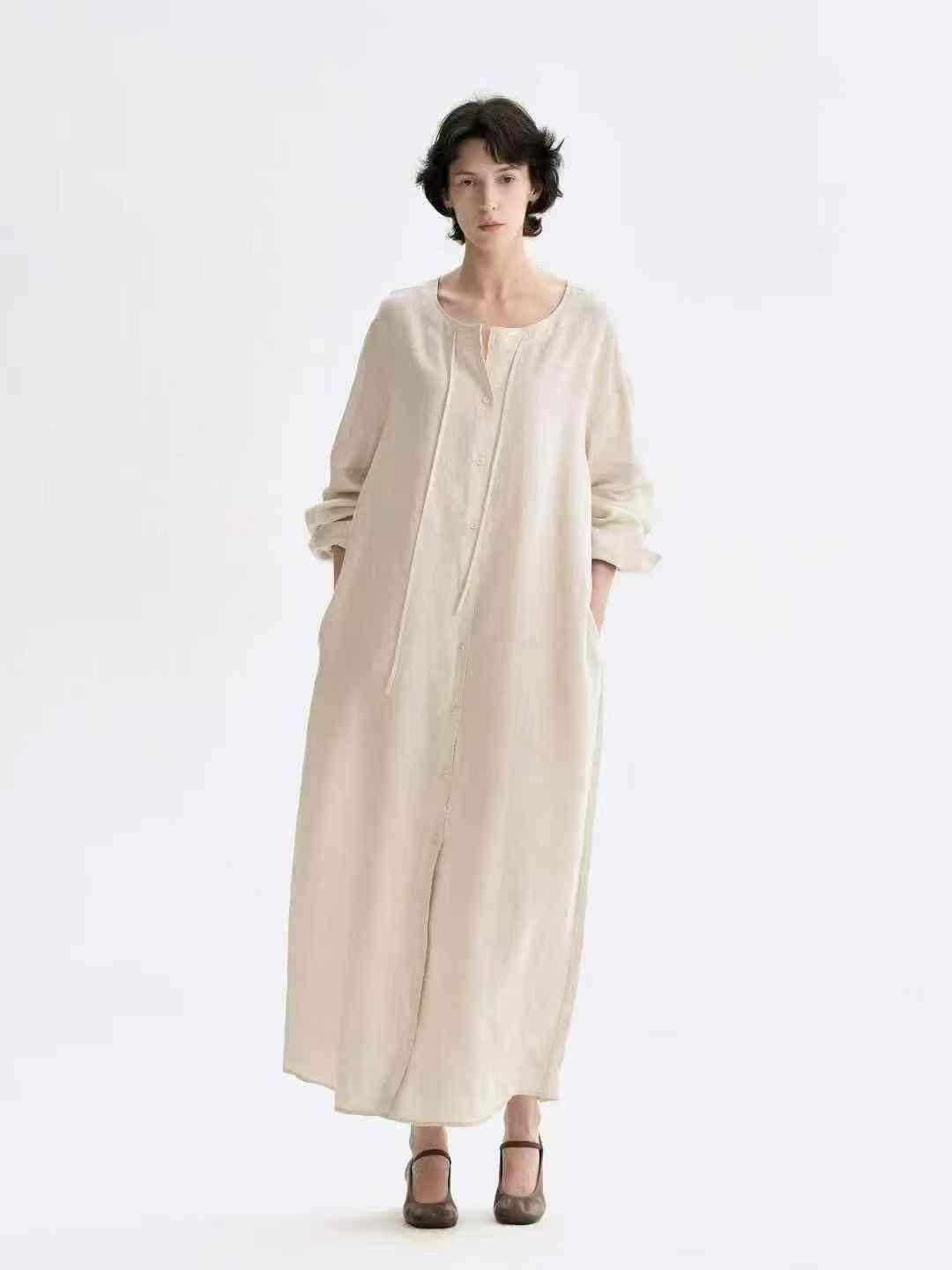 Solid Color Long Round Neck Casual Maxi Dress for Arab Girls, S-4XL, Around 600 Pieces - Image 1