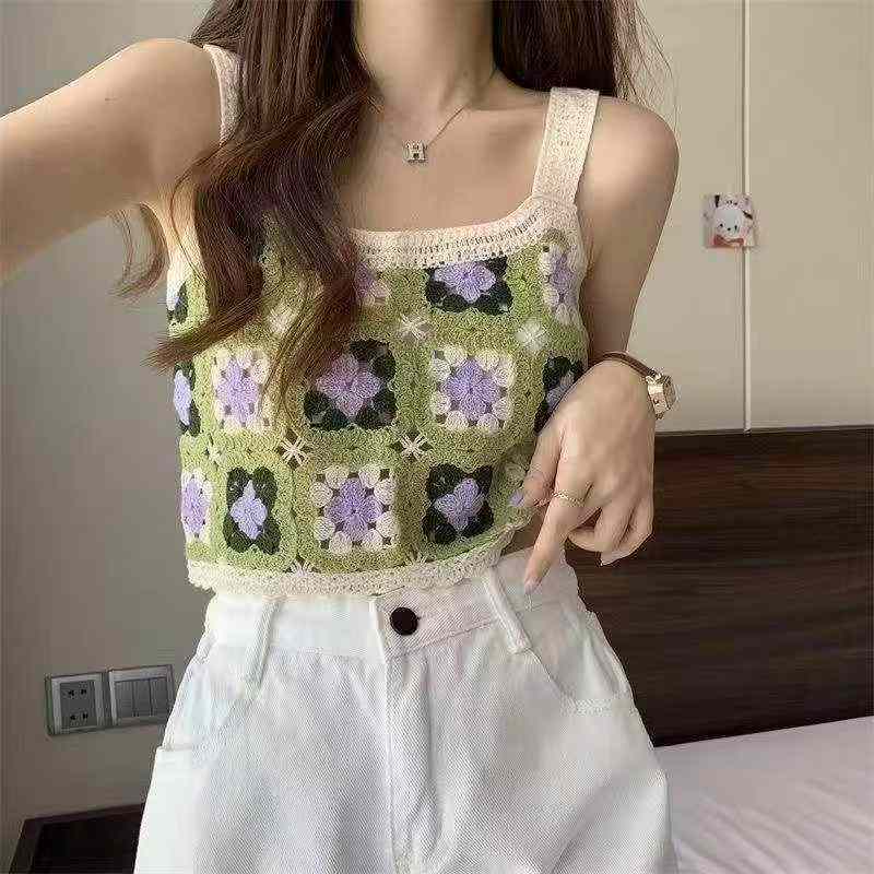 Sweet Summer Short Embroidered Hollow Knit Camisole Vest, 688 Pieces - Image 1