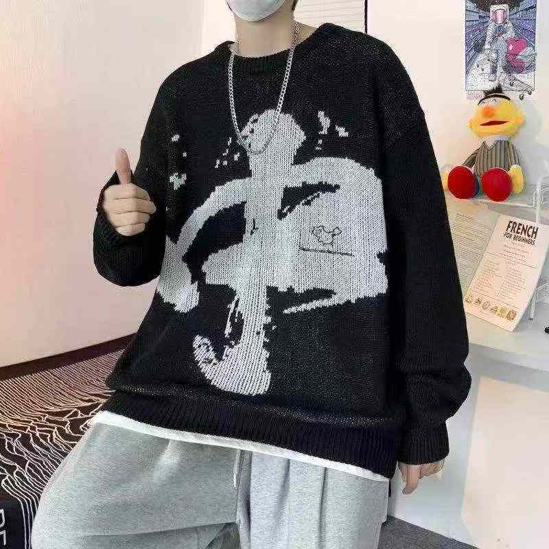 Autumn Winter Men's Retro Chinese Style Loose Crewneck Jacquard Sweater, Size M-2XL, 1680 Pieces - Image 1