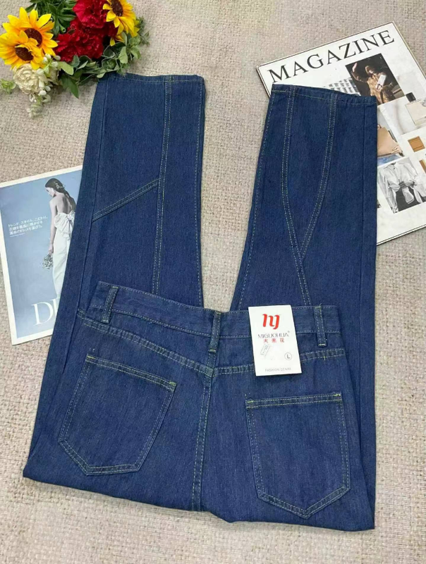 New Spring Summer Vintage Dark Blue High Waist Slim Straight Wide Leg Jeans, Sizes S-3XL, 644 Pieces - Image 1