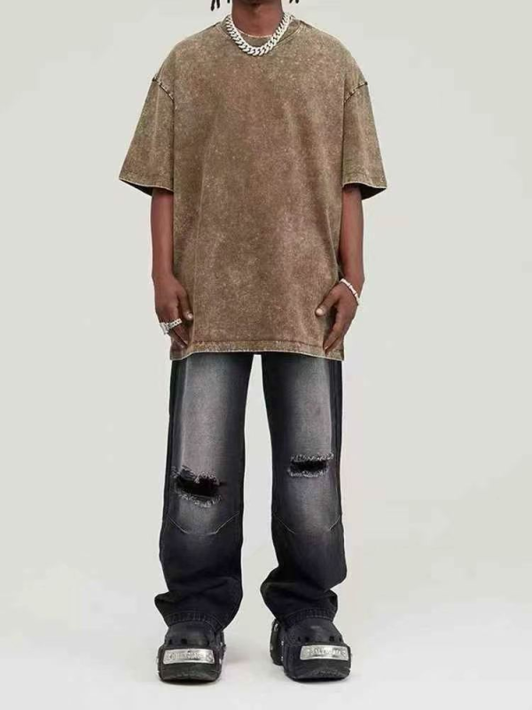 Vintage Washed Heavyweight Oversized Short Sleeve T-shirts, Big Size, About 2000 Pcs - Image 1