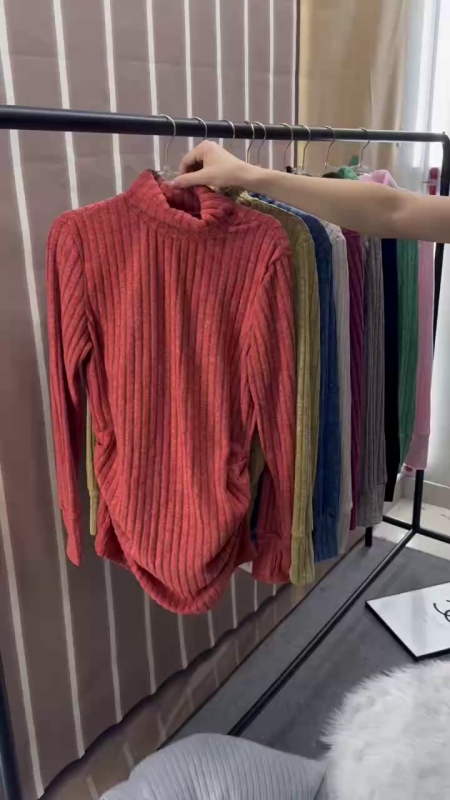 2026 Spring Korean Style Women's High Neck Long Sleeve Slim Fit Base T-Shirt About 3000 Pcs - Image 1