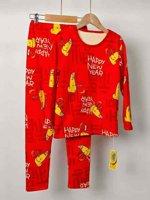 18500 Pcs Larva Cartoon Kids Fleece Thickened Thermal Underwear Set Winter Boys Girls Baby Home Pajamas Size 90-130 Original Independent Packaging - Image 1