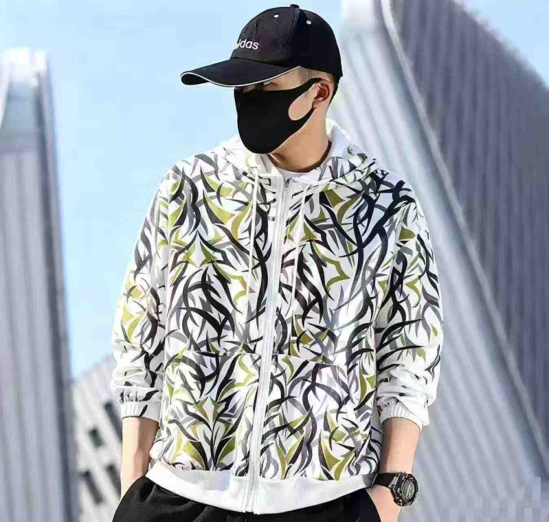 Spring Autumn Thorn Print Couple Hooded Zip Jacket 757pcs Size M-3XL - Image 1