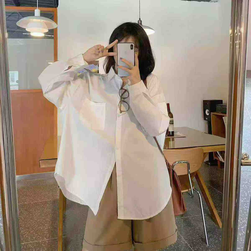 Blus Lengan Panjang Longgar Wanita Gaya Santai Malas Baru, Sekitar 200 Potong - Image 1