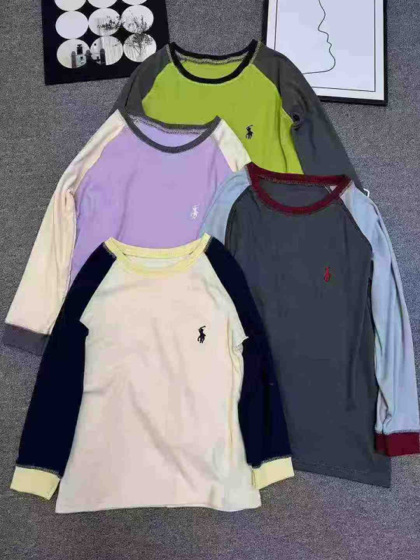 555 sztuk ocieplana bluza z materiału Deron dla starszych dzieci, z długimi kontrastowymi rękawami raglan - Image 1