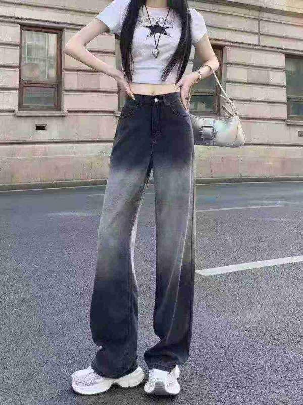 1100 Pieces Gradient High Waist Lyocell Denim Wide Leg Pants - Image 1