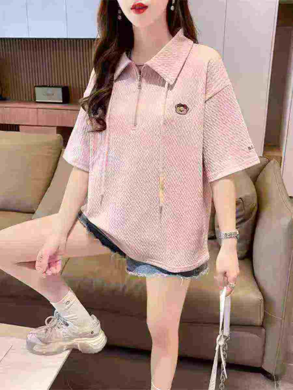 Women's Polo Collar Loose Short Sleeve T-shirt, 301 Pieces - Image 1