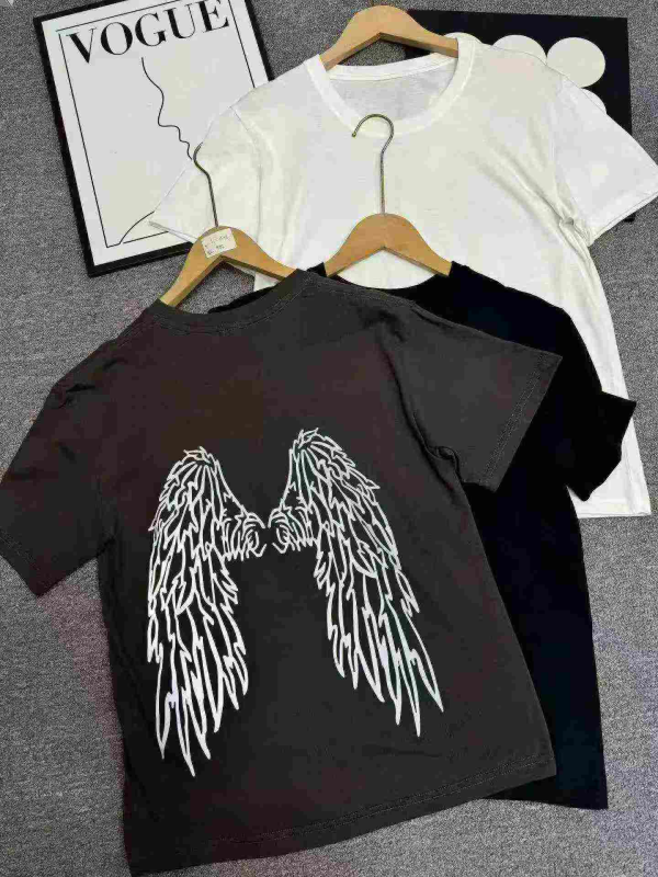496 Peças de Camisetas de Manga Curta de Algodão com Asas Refletivas para Casais, Homens e Mulheres - Image 1