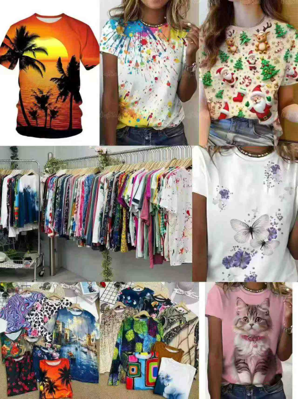 Full Print T-shirts (50% Long Sleeve, 50% Short Sleeve) Around 100000 Pcs Total - Image 1