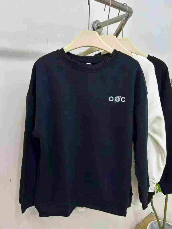 800 Potong Sweatshirt Katun Kerah Bulat Bordir Wanita - Image 1