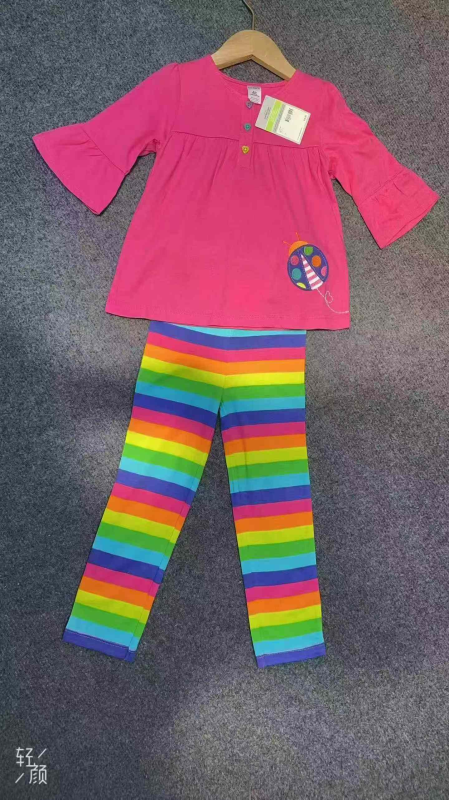 990 Sets Infant Baby Girls Cotton 2-Piece Short Sleeve Top & Pants Set - Image 1